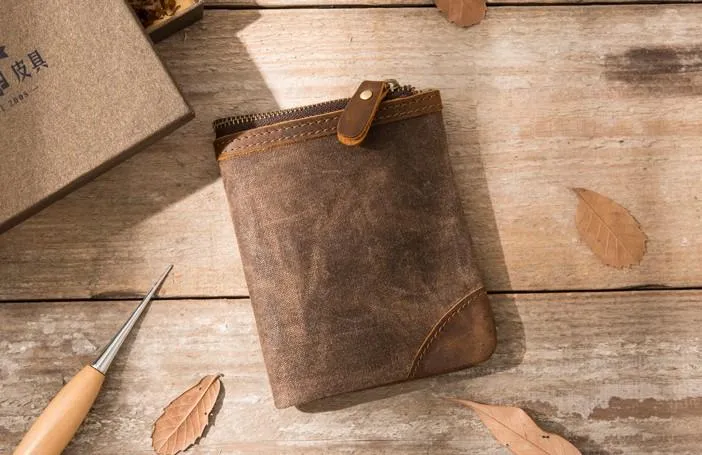 Cool Canvas Mens Small Wallets Bifold Vintage billfold Wallet for Men