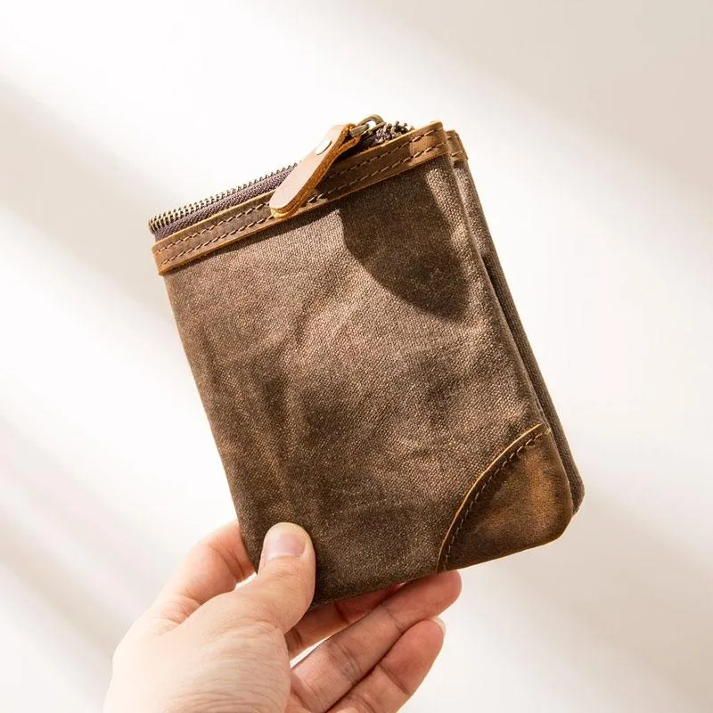 Cool Canvas Mens Small Wallets Bifold Vintage billfold Wallet for Men