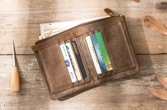 Cool Canvas Mens Small Wallets Bifold Vintage billfold Wallet for Men