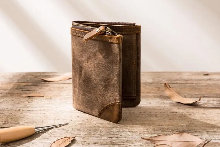 Cool Canvas Mens Small Wallets Bifold Vintage billfold Wallet for Men