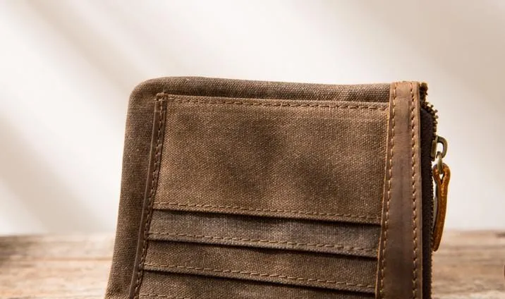 Cool Canvas Mens Small Wallets Bifold Vintage billfold Wallet for Men