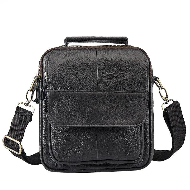 Cool Coffee Small Leather Mens Side Bag Messenger Bag Shoulder Bag for Men