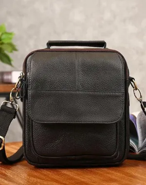 Cool Coffee Small Leather Mens Side Bag Messenger Bag Shoulder Bag for Men