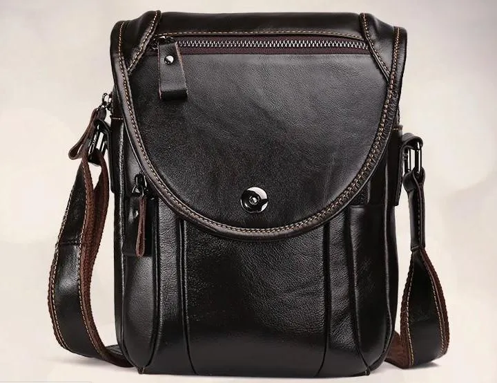 Cool Coffee Small Mens Leather Side Bag Messenger Bag Shoulder Bag for Men