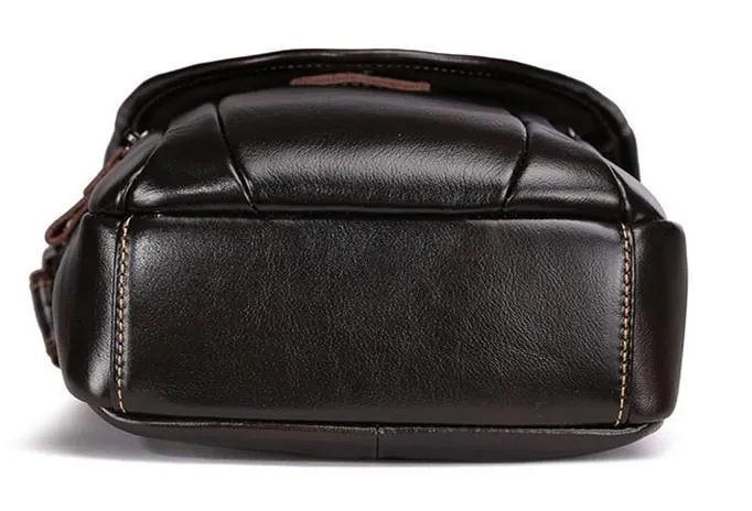 Cool Coffee Small Mens Leather Side Bag Messenger Bag Shoulder Bag for Men