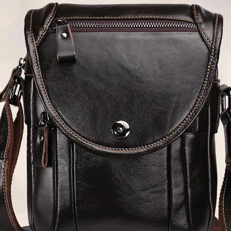 Cool Coffee Small Mens Leather Side Bag Messenger Bag Shoulder Bag for Men