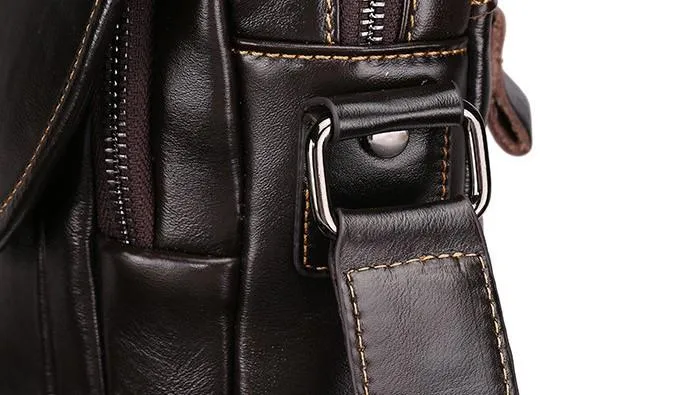 Cool Coffee Small Mens Leather Side Bag Messenger Bag Shoulder Bag for Men