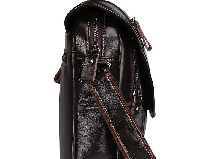Cool Coffee Small Mens Leather Side Bag Messenger Bag Shoulder Bag for Men