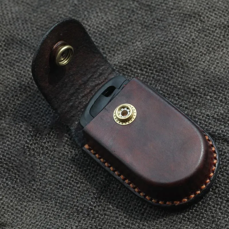 Cool Handmade Brown Leather Mens Car Key Case Car Key Holder with Belt Loop For Men
