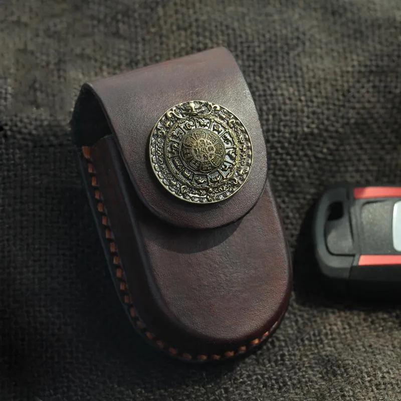 Cool Handmade Brown Leather Mens Car Key Case Car Key Holder with Belt Loop For Men