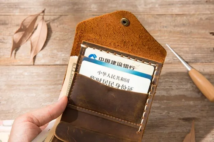 Cool Handmade Leather Mens Small Wallets Bifold Vintage billfold Wallet for Men
