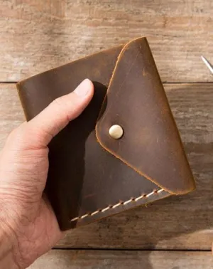 Cool Handmade Leather Mens Small Wallets Bifold Vintage billfold Wallet for Men