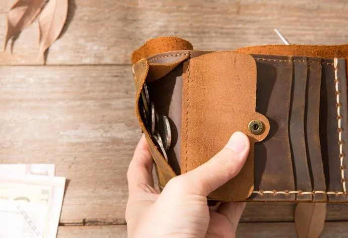 Cool Handmade Leather Mens Small Wallets Bifold Vintage billfold Wallet for Men