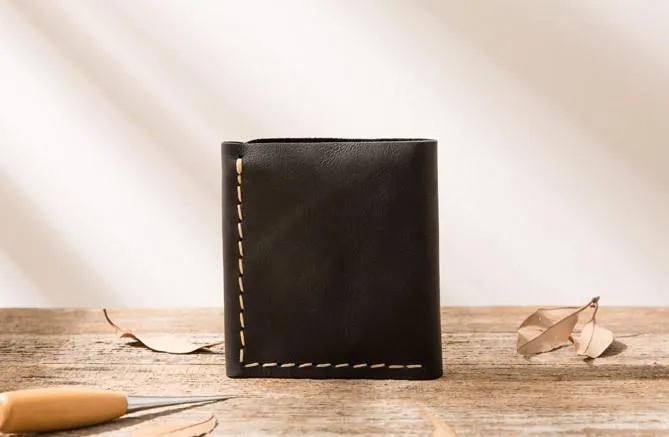 Cool Handmade Leather Mens Small Wallets Bifold Vintage billfold Wallet for Men