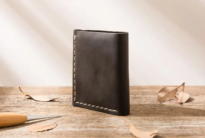 Cool Handmade Leather Mens Small Wallets Bifold Vintage billfold Wallet for Men