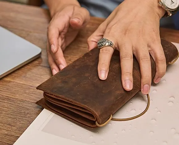 Cool Leather Canvas Mens Bifold Long Wallet Leather Long Wallet for Men
