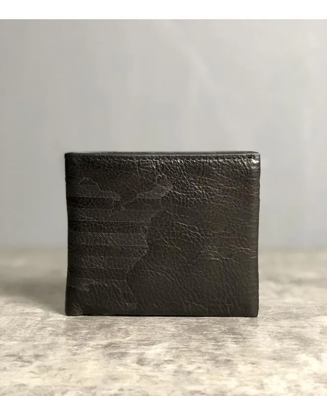 Cool Leather Mens Black Bifold billfold Wallets Small Wallet U.S. Map Wallets Front Pocket Wallet for Men