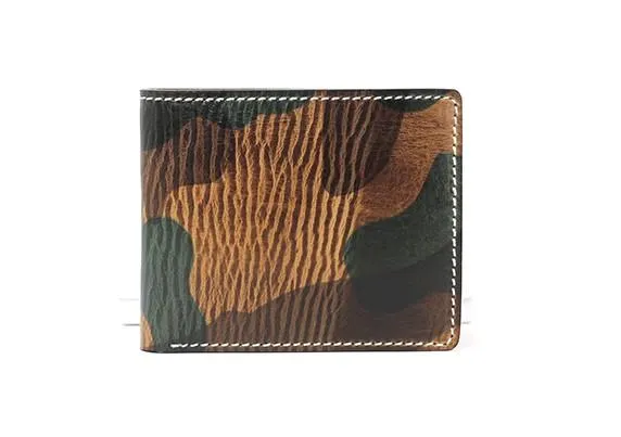Cool Leather Mens Camouflage Small Wallet Front Pocket Wallet billfold Slim Wallet for Men