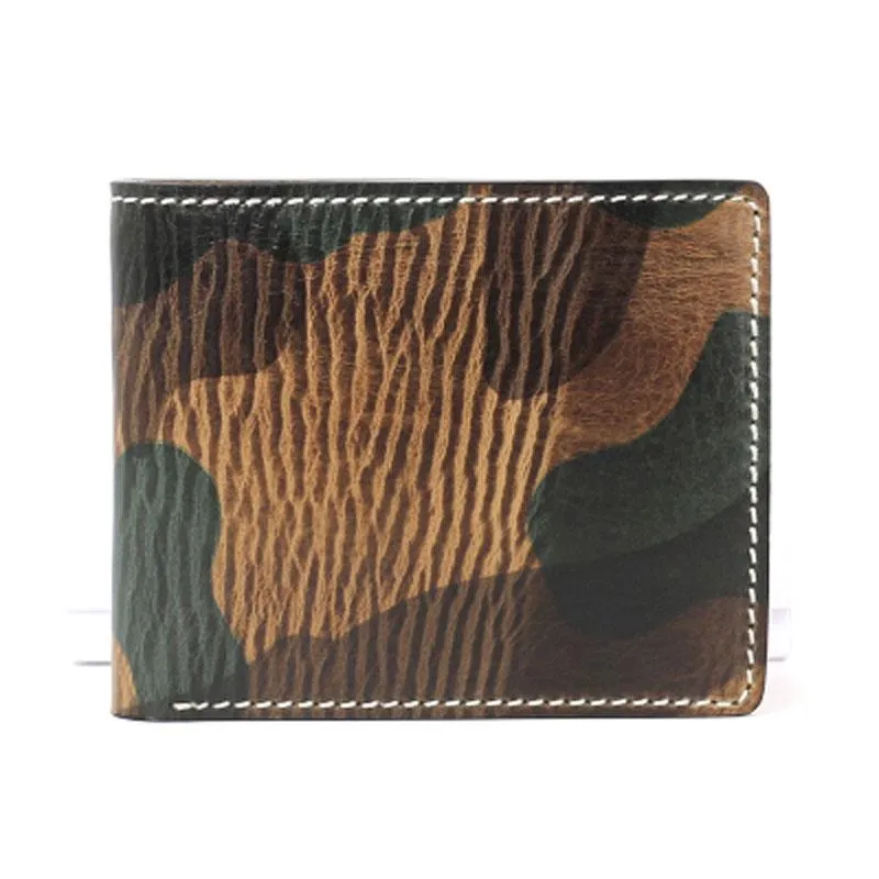 Cool Leather Mens Camouflage Small Wallet Front Pocket Wallet billfold Slim Wallet for Men
