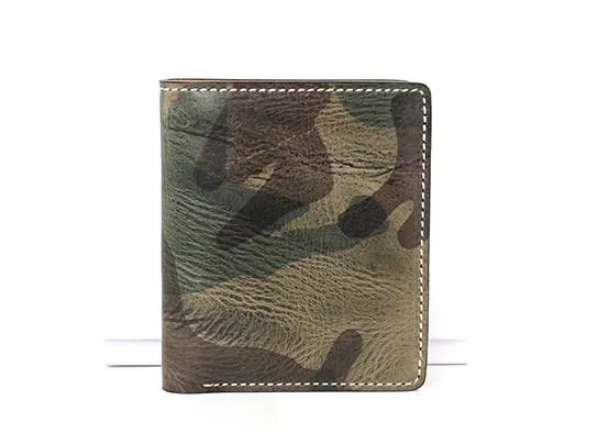 Cool Leather Mens Camouflage Small Wallet Front Pocket Wallet billfold Slim Wallet for Men