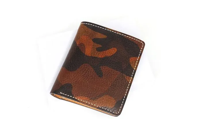 Cool Leather Mens Camouflage Small Wallet Front Pocket Wallet billfold Slim Wallet for Men