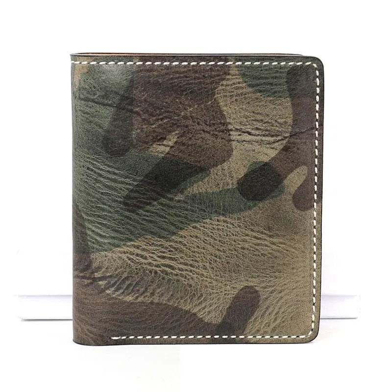 Cool Leather Mens Camouflage Small Wallet Front Pocket Wallet billfold Slim Wallet for Men