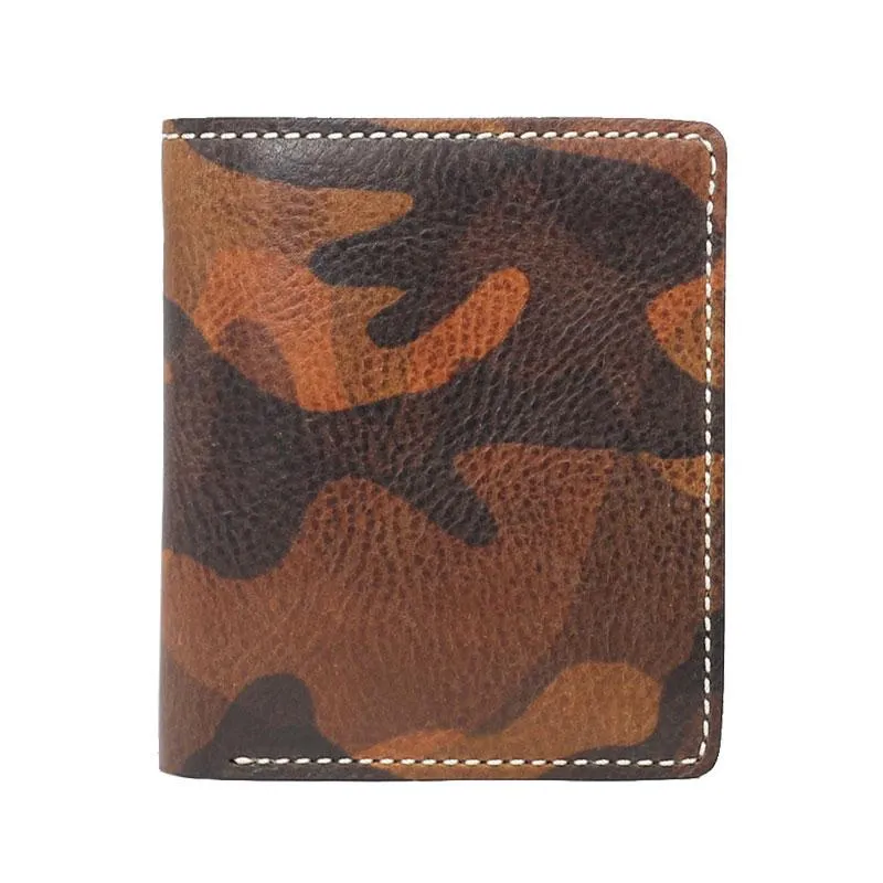 Cool Leather Mens Camouflage Small Wallet Front Pocket Wallet billfold Slim Wallet for Men
