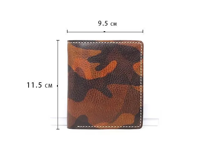 Cool Leather Mens Camouflage Small Wallet Front Pocket Wallet billfold Slim Wallet for Men