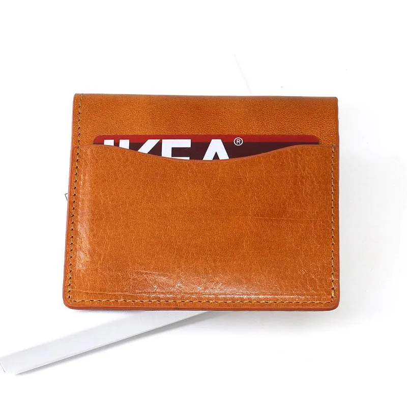 Cool Leather Mens Slim Card Wallet Front Pocket Wallets Small Change Wallet for Men