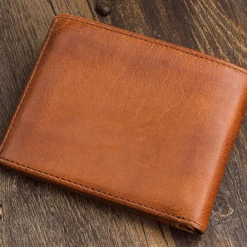 Cool Leather Mens Slim Leather billfold Wallet Men Small Bifold Wallets for Men