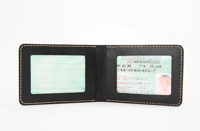 Cool Leather Mens Slim License Wallet Front Pocket Wallet Slim Card Wallet for Men
