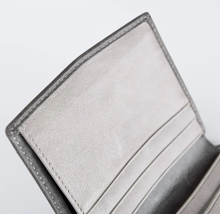 Cool Leather Mens Slim Small Leather Wallet Men billfold Bifold Wallets for Men