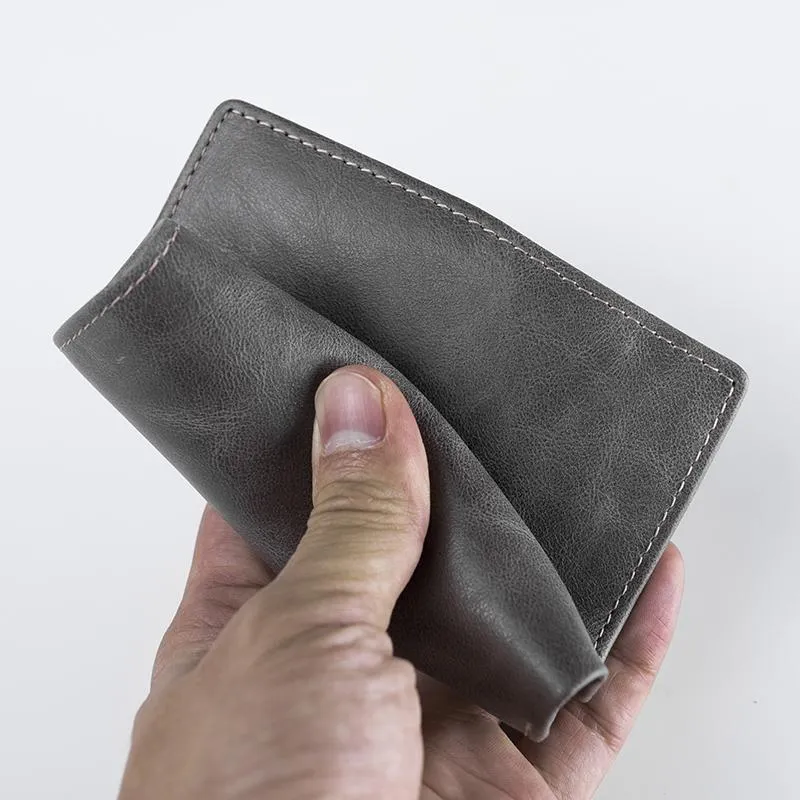 Cool Leather Mens Slim Small Leather Wallet Men billfold Bifold Wallets for Men