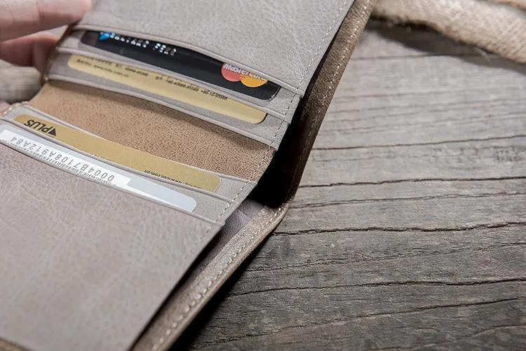 Cool Leather Mens Slim Small Leather Wallet Men billfold Bifold Wallets for Men