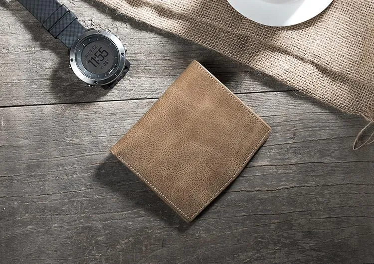 Cool Leather Mens Slim Small Leather Wallet Men billfold Bifold Wallets for Men