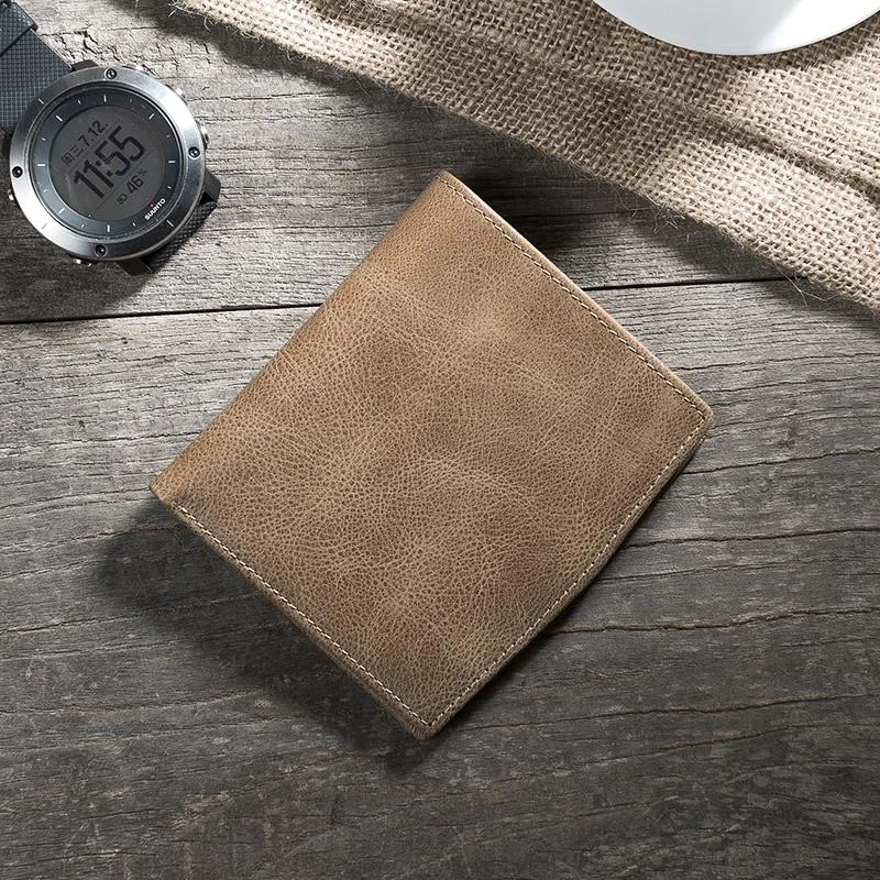 Cool Leather Mens Slim Small Leather Wallet Men billfold Bifold Wallets for Men