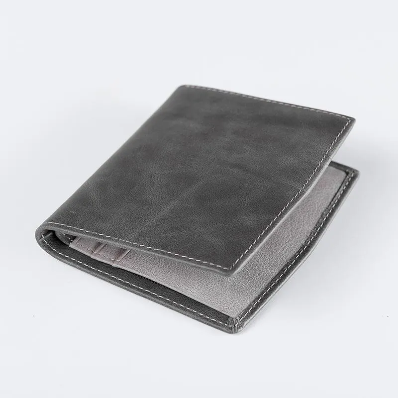 Cool Leather Mens Slim Small Leather Wallet Men billfold Bifold Wallets for Men