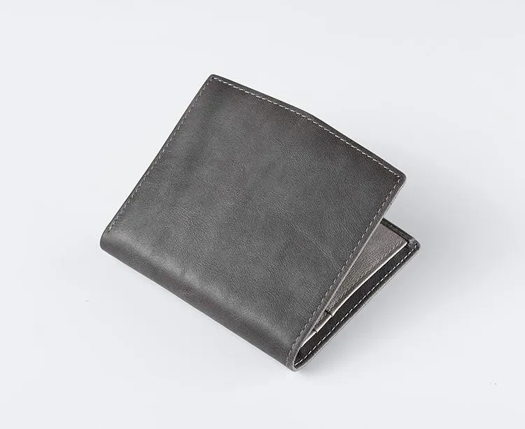 Cool Leather Mens Slim Small Leather Wallet Men billfold Bifold Wallets for Men