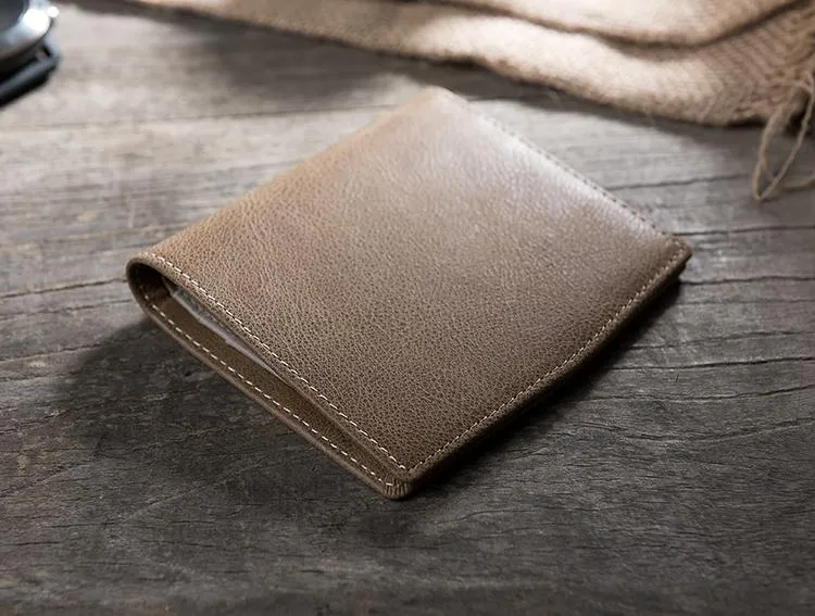 Cool Leather Mens Slim Small Leather Wallet Men billfold Bifold Wallets for Men