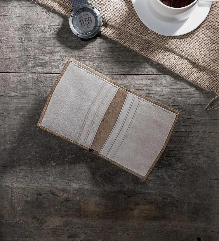 Cool Leather Mens Slim Small Leather Wallet Men billfold Bifold Wallets for Men