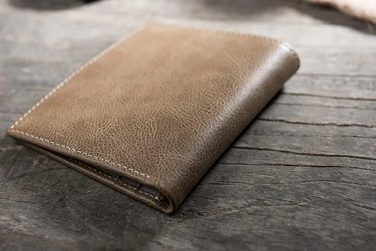 Cool Leather Mens Slim Small Leather Wallet Men billfold Bifold Wallets for Men