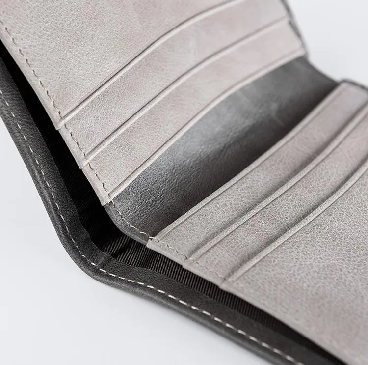 Cool Leather Mens Slim Small Leather Wallet Men billfold Bifold Wallets for Men