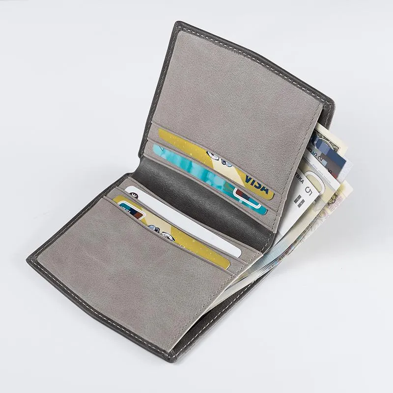 Cool Leather Mens Slim Small Leather Wallet Men billfold Bifold Wallets for Men