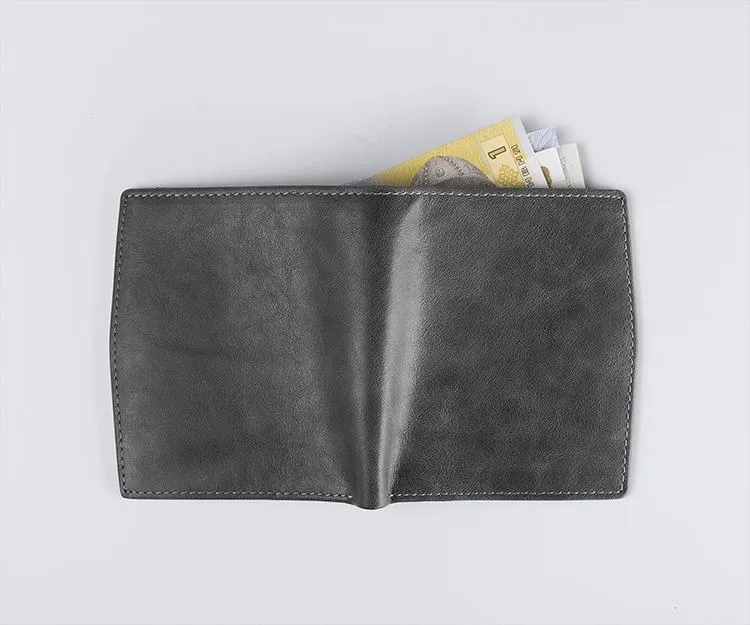 Cool Leather Mens Slim Small Leather Wallet Men billfold Bifold Wallets for Men