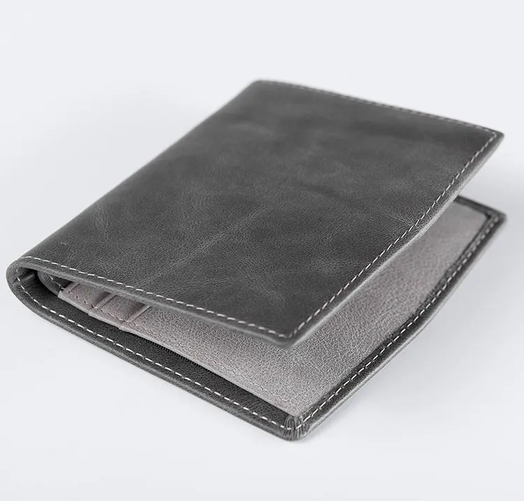 Cool Leather Mens Slim Small Leather Wallet Men billfold Bifold Wallets for Men