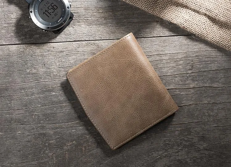 Cool Leather Mens Slim Small Leather Wallet Men billfold Bifold Wallets for Men