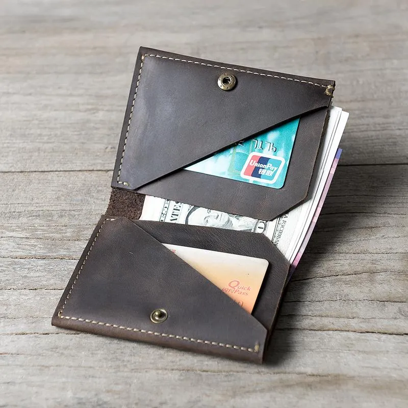 Cool Leather Mens Slim Small Leather Wallets Men billfold Bifold Wallet for Men