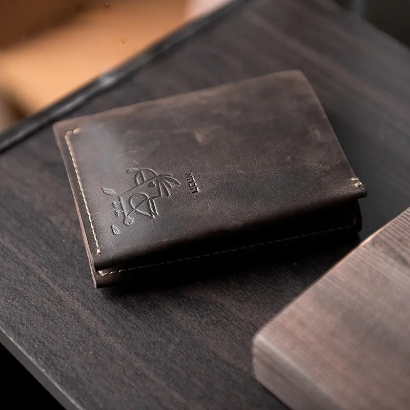 Cool Leather Mens Slim Small Leather Wallets Men billfold Bifold Wallet for Men