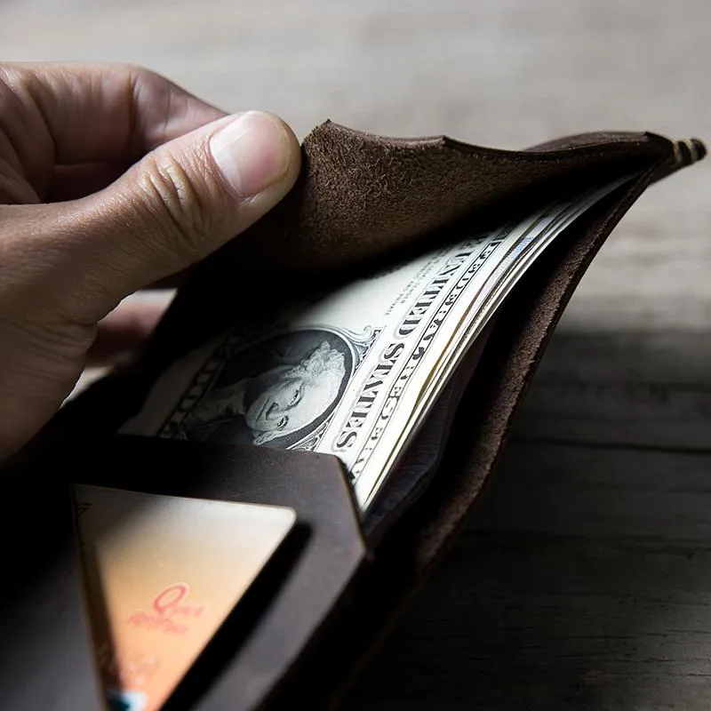 Cool Leather Mens Slim Small Leather Wallets Men billfold Bifold Wallet for Men