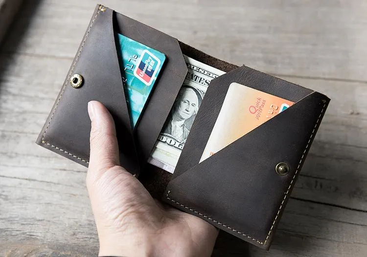 Cool Leather Mens Slim Small Leather Wallets Men billfold Bifold Wallet for Men